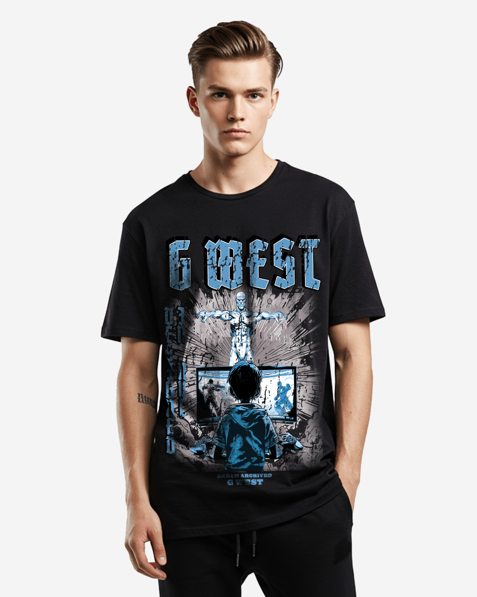 G West Game of G Baby Blue Black Oversized T-Shirt Mens