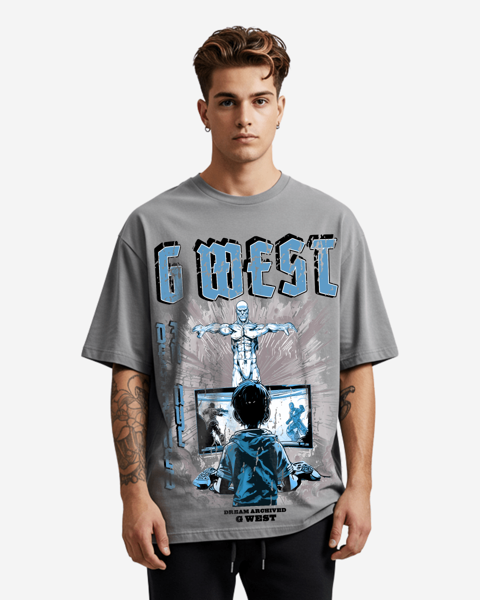G West Game of G Baby Blue Black Oversized T-Shirt Mens
